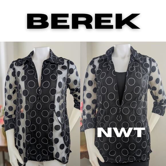 NEW Berek My Dotted World Embroidered Sheer Polka Dot Dressy Blouse-Size Small - Picture 1 of 13